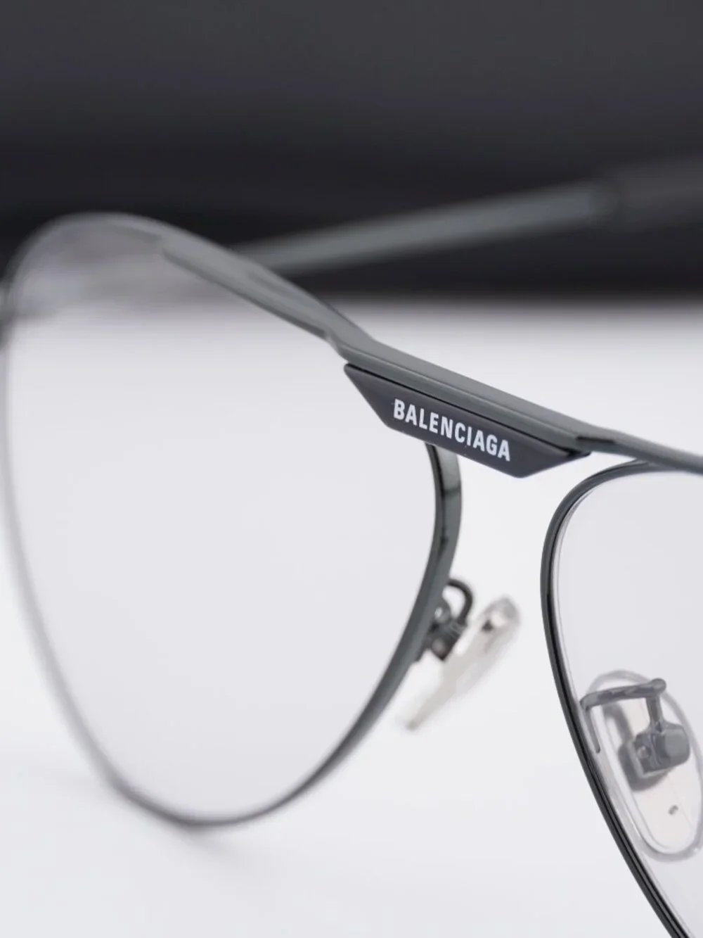 Balenciaga BB0244S 004 Aviator Sunglasses - Gunmetal / Light Grey